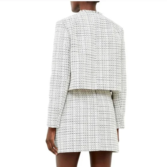 French Connection Effie Boucle Collarless Cropped Blazer & Skirt - Picture 2 of 2